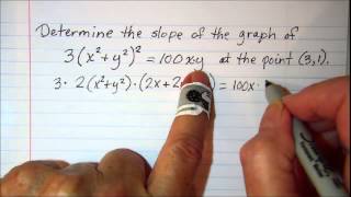 Using implicit differentiation to find slope of tangent line [upl. by Creath]