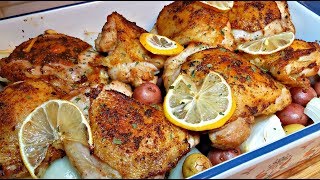 Baked Lemon Garlic Chicken Recipe  Lemon Garlic Cream Sauce Recipe [upl. by Terrill]