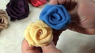 DIY How to make Fabric Flowers Roses Satin Chiffon Tutorial [upl. by Apgar]