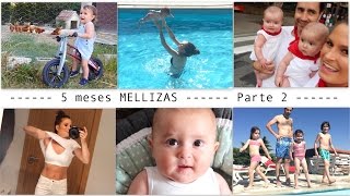 VLOG MES 5 MELLIZAS parte 2 PRIMER BAÑO BEBÉS  Rutina noche San Fermín  Sujetador de lactancia [upl. by O'Shee96]