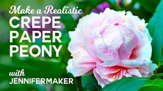 Make Crepe Paper Peony Flowers  Full Tutorial amp Free Pattern [upl. by Bertie]