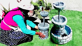 Como hacer fuente de Agua para Jardín  Diy cement water fountain outdoor [upl. by Zednanref]