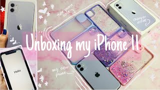 iPhone 11 unboxing purple in 2021  cute phone cases💜💟 [upl. by Hajar]