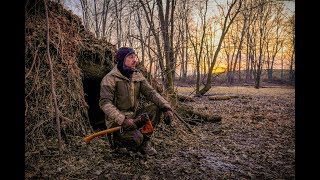 2 Night Bushcraft CampBuilding and Sleeping in a Completely Natural Shelter [upl. by Huxham]