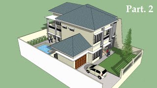 Sketchup tutorial house building Part 2 [upl. by Attebasile]