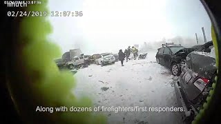 Video shows 119car pileup on I41 as snowy weather impacts rescue efforts by sheriffs department [upl. by Bedwell]