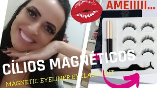 COMO COLOCARUSAR CÍLIOS POSTIÇOS MAGNÉTICOSMAGNETIC EYELINER EYELASH SUITTESTEI [upl. by Lettie]