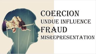 Coercion Undue Influence Fraud Misrepresentation  Indian Contract Act 1872  Law Guru [upl. by Notloc]