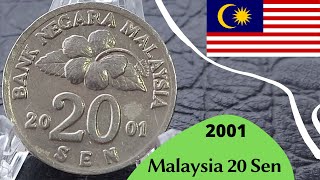 Coin from Malaysia 20 sen 2001  BANK NEGARA MALAYSIA [upl. by Einalam]