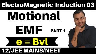 ElectroMagnetic Induction 03  Motional EMF 1 II e  Bvl Derivation and Best Numericals JEENEET [upl. by Faria]