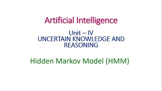 Hidden Markov Model HMM  in Artificial Intelligence  UnitIV [upl. by Nodgnal]