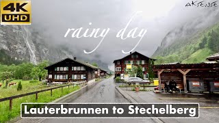 4K  Lauterbrunnen to Stechelberg Village Switzerland  Car Driving  4K 60fps Cab View [upl. by Hartwell]