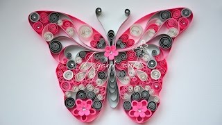 Quilling Pink Butterfly Tutorial [upl. by Ecallaw]