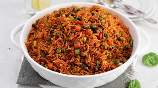 DELICIOUS VEGETABLE JOLLOF RICE NO MEAT STOCK [upl. by Eicak215]