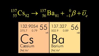 Two beta decays of Cs137 decay equation calculation of beta and gamma energy Decay of Cesium 137 [upl. by Enelkcaj]