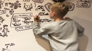 10YearOld Artist Hired to Doodle on Restaurant’s Wall [upl. by Everest]