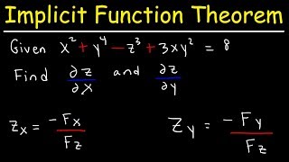 Implicit Differentiation With Partial Derivatives Using The Implicit Function Theorem  Calculus 3 [upl. by Darrell421]