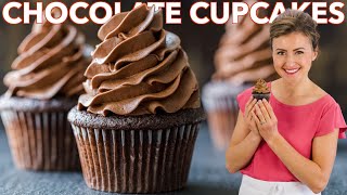 Easy CHOCOLATE CUPCAKES with Chocolate Buttercream Frosting [upl. by Fidelas]