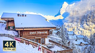 Winter Magic Mürren Switzerland 4K Walking Tour 2025 [upl. by Samanthia]