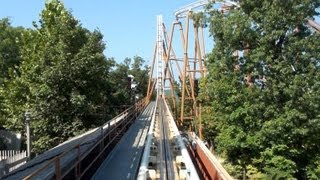 Powder Keg Roller Coaster Front Seat POV Silver Dollar City [upl. by Pilar548]