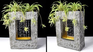 DIY Concrete RainFall Fountain Planter Pot ⛲ Cement Craft Ideas [upl. by Anwahsiek237]