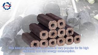 Excellent carbonization process carbonization furnace for carbonizing pini kay wood briquettes [upl. by Acirred]