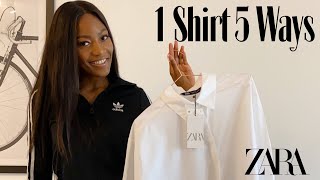 HOW TO STYLE WHITE OVERSIZED SHIRT  One Zara Shirt Five Ways [upl. by Tenn947]