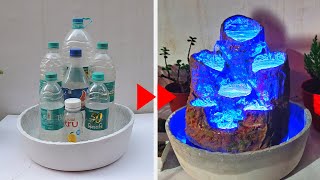 Amazing Water Fountain with Plastic Bottle and Led DIY [upl. by Almallah]