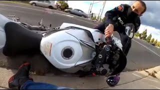 Cop KNOCKS Biker Off His Motorcycle  Bikes VS Cops 65 [upl. by Oidiple]