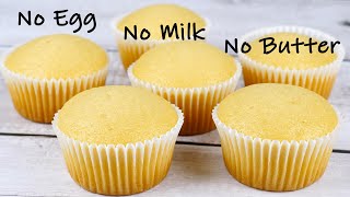 Super Moist Vanilla Cupcakes  No Egg No Milk No Butter Cake [upl. by Fogel24]