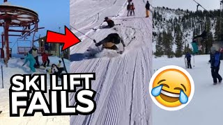 FUNNIEST Ski Lift Fails  Skiers amp Snowboarders Falling Off Ski Lifts 😂 [upl. by Yrrum]