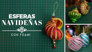 3 ESFERAS NAVIDEÑAS de foami diamantado  goma eva  DIY  🎄 [upl. by Mascia]