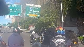 Watch Biker gang chases beats SUV driver in NYC [upl. by Klecka]