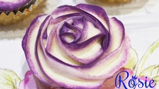 TwoTone Buttercream Rose Cupcake Tutorial [upl. by Noed]