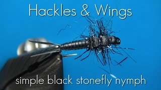 Fly Tying Simple Black Stonefly Nymph  Hackles amp Wings [upl. by Ardeed]