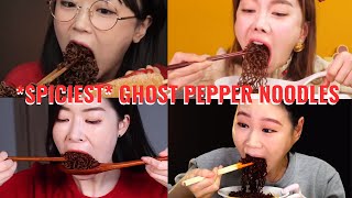 SPICIEST Ghost Chilli Pepper 🔥 Noodles Challenge  Korean ASMR Mukbang Eating Compilation [upl. by Asante113]