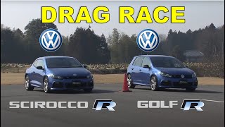 Drag Race 127  Volkswagen Golf R vs Scirocco R [upl. by Frants]