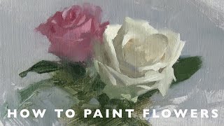 Oil Painting tutorial  How to Paint Flowers [upl. by Kalk]