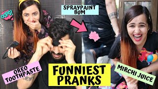 Funniest PRANKS Challenge for 24 HOURS PRANK WARS [upl. by Nadirehs439]