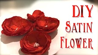 DIY Satin Flower  Satin Flowers Tutorial  Handmade Satin Fabric Petals amp Flower [upl. by Lupe]