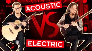 ACOUSTIC VS ELECTRIC  EPIC GUITAR BATTLE [upl. by Yenttirb86]