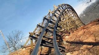 Outlaw Run front seat onride HD POV Silver Dollar City [upl. by Kerk758]