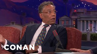 Giancarlo Esposito Terrified A Woman In The Airplane Bathroom Line  CONAN on TBS [upl. by Llenaj166]