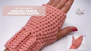 CROCHET simple FINGERLESS GLOVES [upl. by Atnamas]