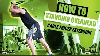 How To Do A Standing High Pulley Overhead Cable Triceps Extension With Rope  Exercise Demo Video [upl. by Queen]