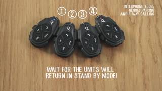 Interphone Tutorial 9 Automatic Pairing and Conferencing up to 4 units [upl. by Leunas157]