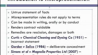 Misrepresentation Lecture 1 of 4 [upl. by Cristina]