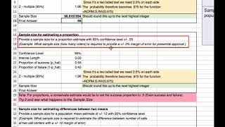 Calculating Sample Sizes in Excel [upl. by Ymac]