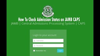 JAMB CAPS  How to Check Admission Status on JAMB CAPS  AcceptReject Admission Guide [upl. by Anaerdna]