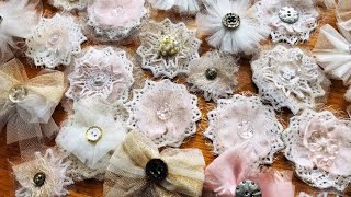 DIY FLOWERS  Tulle Fabric Shabby Chic FlowersBows STEP BY STEP [upl. by Aneekas]